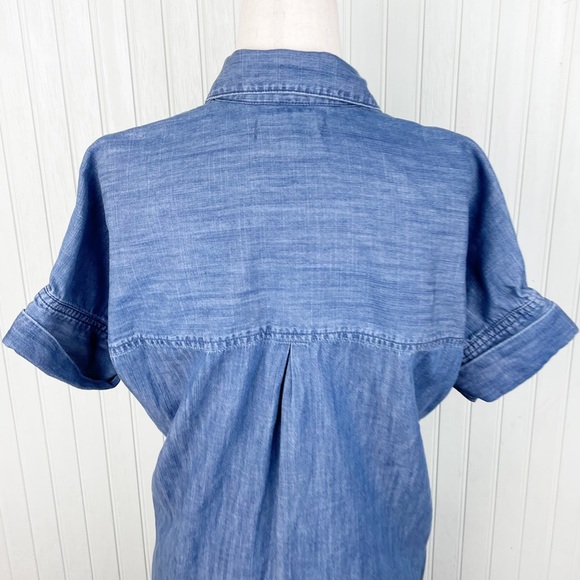 Madewell Blue Denim Drop Hem Mini Shirt Dress in Abbot Wash G5302 Size XXS - Picture 8 of 12
